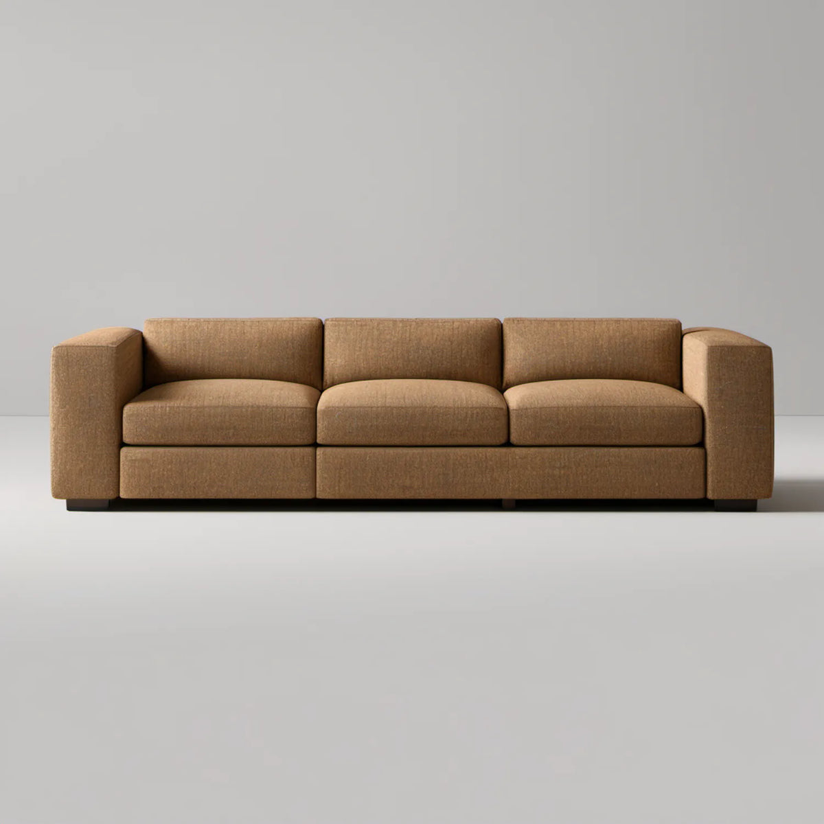 Brązowa sofa trzyosobowa z tapicerką poliestrową 240 x 95 x 75 cm
