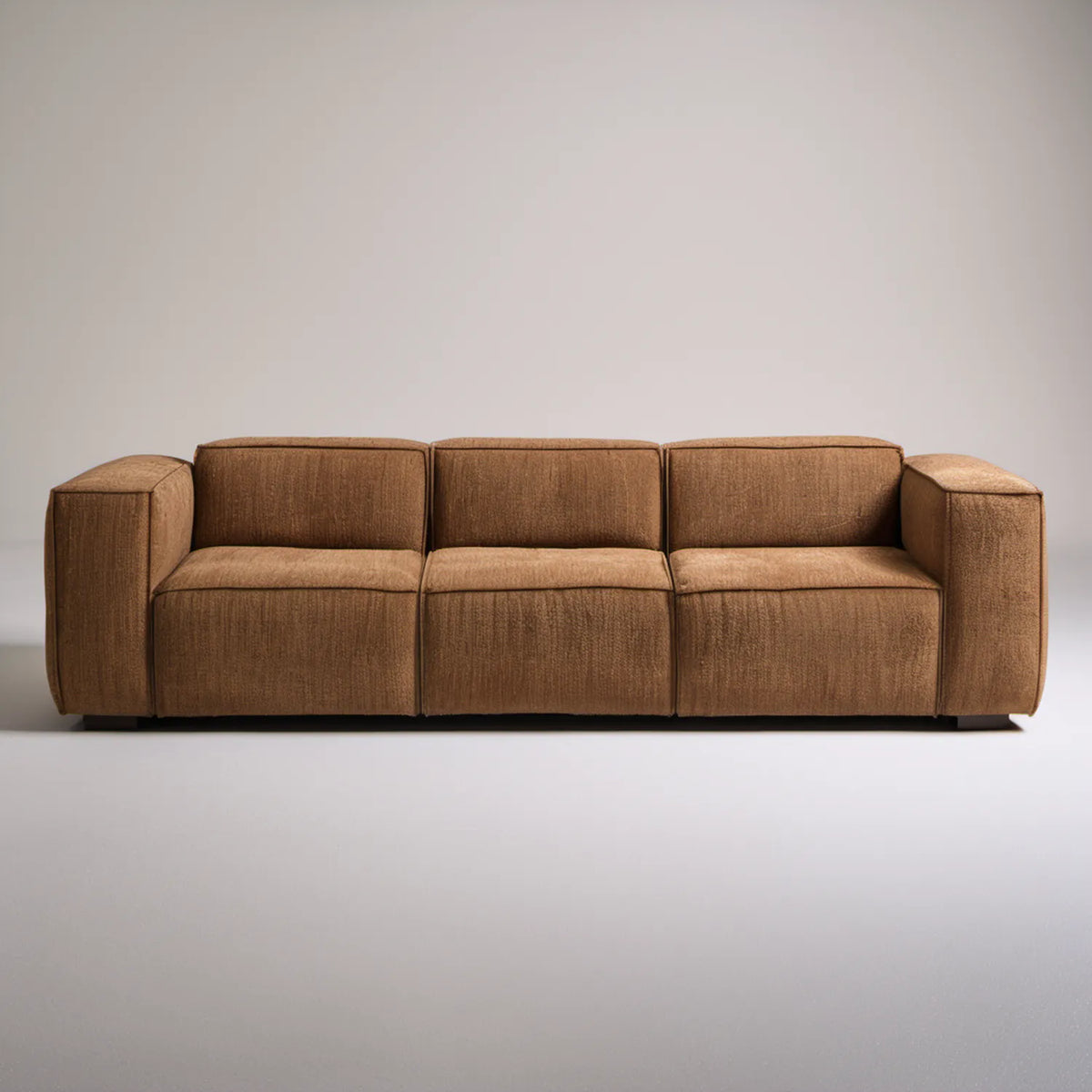 Trzyosobowa sofa modułowa z sztruksową tapicerką, brązowa/czarna, 250 × 95 × 75 cm
