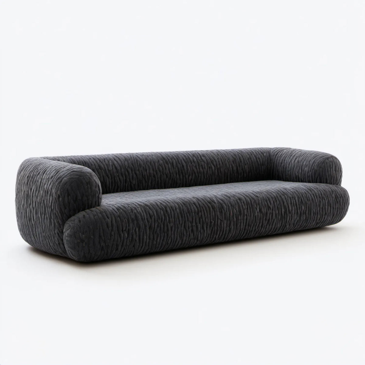 Czarna sofa trzyosobowa ze sztruksową tapicerką, 220 × 95 × 70 cm
