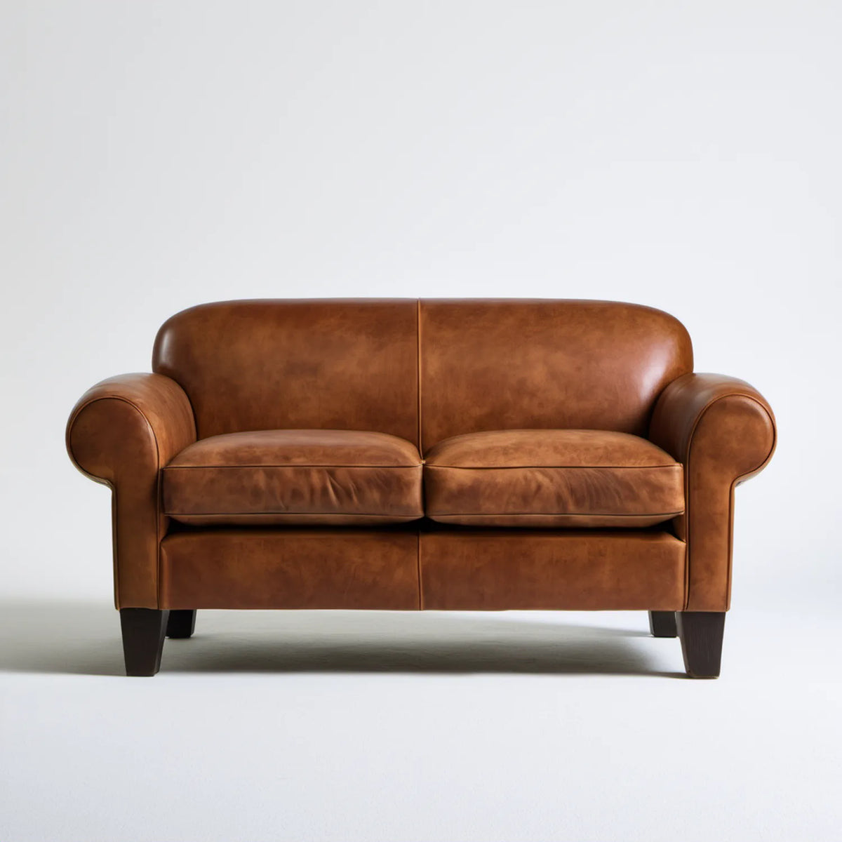 Dwuosobowa sofa ze skóry syntetycznej PU, koniakowobrązowa, 160 x 90 x 88 cm