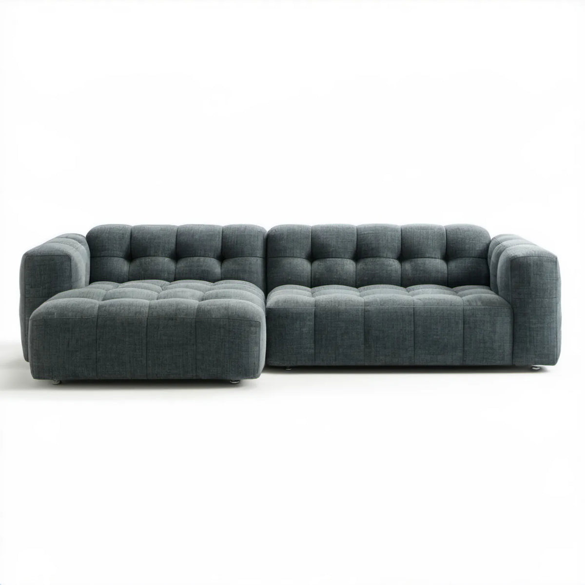 Modułowa sofa narożna z lewostronnym szezlongiem, ciemnoszara, 330 x 180 x 78 cm