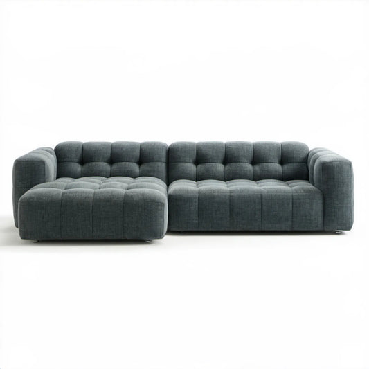 Modułowa sofa narożna z lewostronnym szezlongiem, ciemnoszara, 330 x 180 x 78 cm