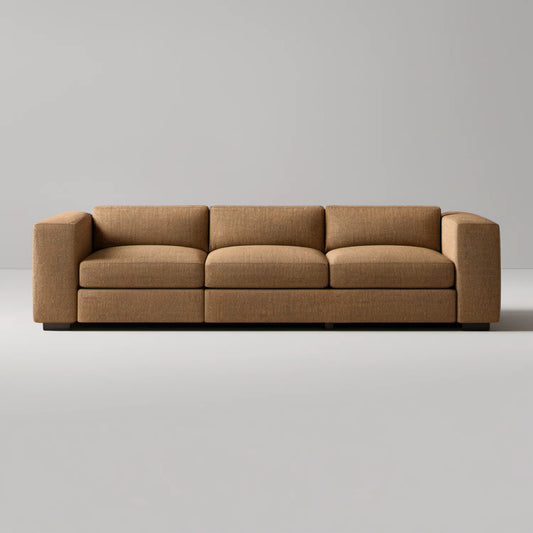 Brązowa sofa trzyosobowa z tapicerką poliestrową 240 x 95 x 75 cm
