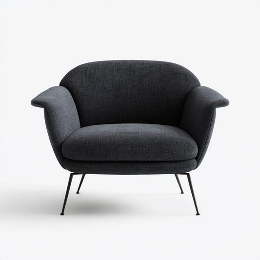 Grafitowy fotel wypoczynkowy z czarnymi stalowymi nogami, 83 x 78 x 82 cm
