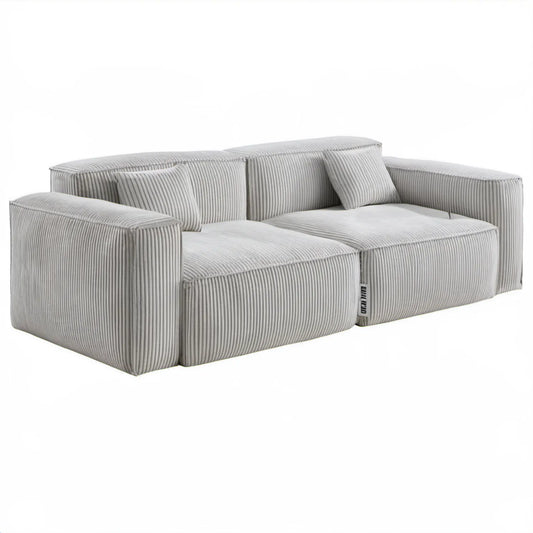 2-osobowa sofa modułowa ze sztruksową tapicerką, jasnoszara, 220 x 100 x 70 cm