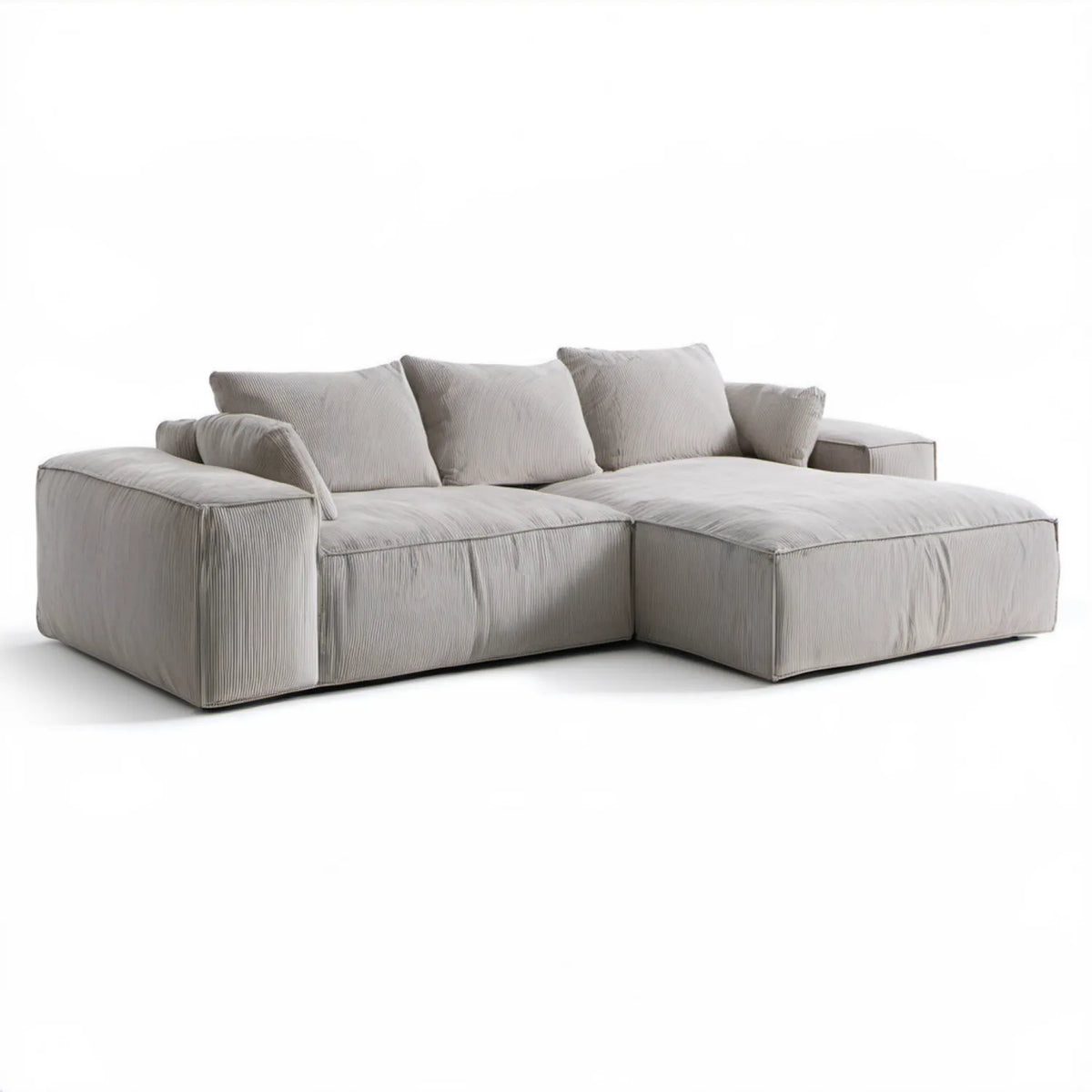 Jasnoszara sofa narożna w kształcie L z szezlongiem, sztruks poliestrowy, 280 × 170 × 85 cm