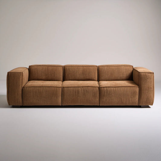 Trzyosobowa sofa modułowa z sztruksową tapicerką, brązowa/czarna, 250 × 95 × 75 cm
