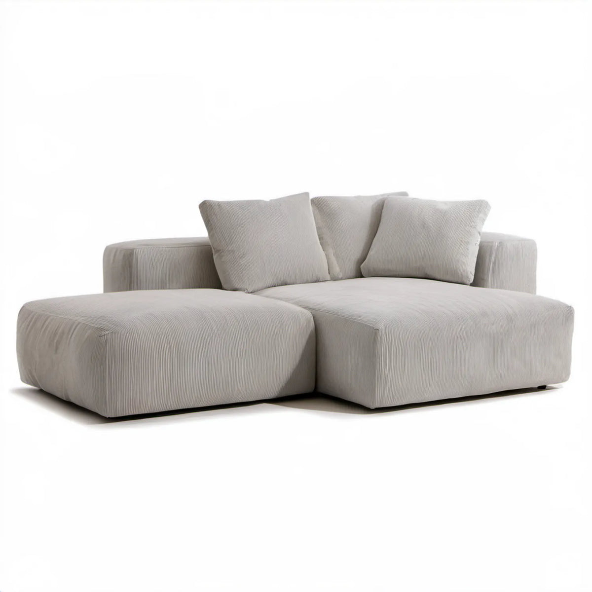 Jasnoszara sofa modułowa 2-osobowa z poliestru 200 x 100 x 70 cm