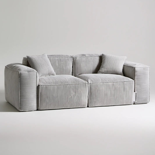 Dwuosobowa sofa sztruksowa jasnoszara 180 x 95 x 75 cm