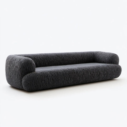 Czarna sofa trzyosobowa ze sztruksową tapicerką, 220 × 95 × 70 cm