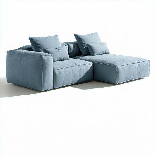 Modułowa sofa narożna L z prawostronnym szezlongiem, niebieskoszara, 250 x 160 x 78 cm