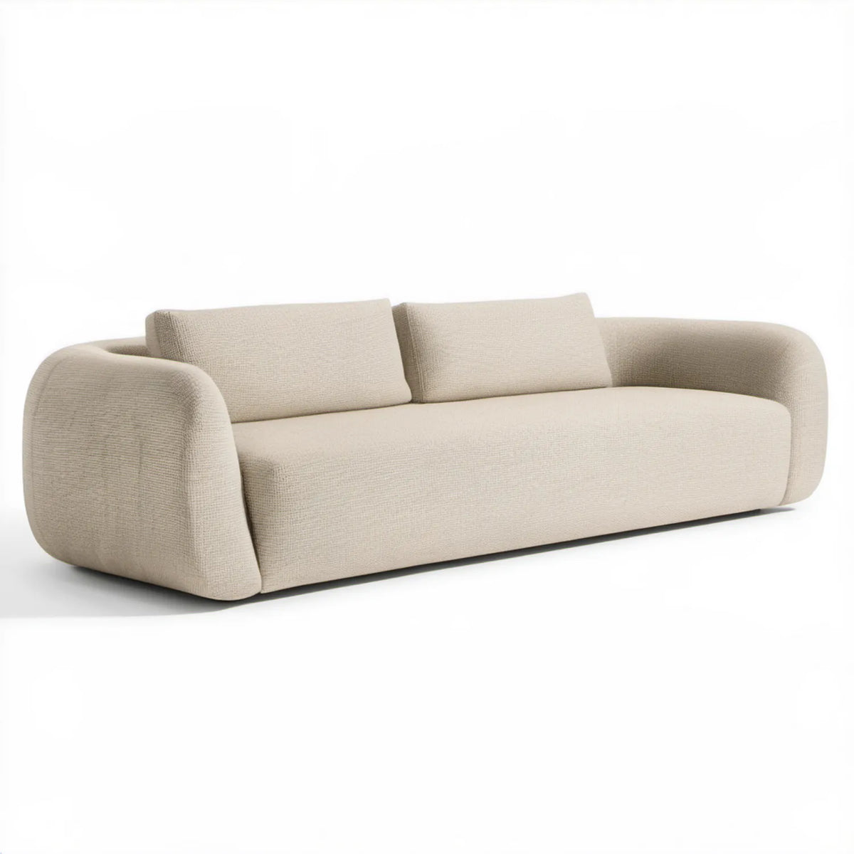 Trzyosobowa sofa zaokrąglona, kremowa, 220 x 95 x 75 cm