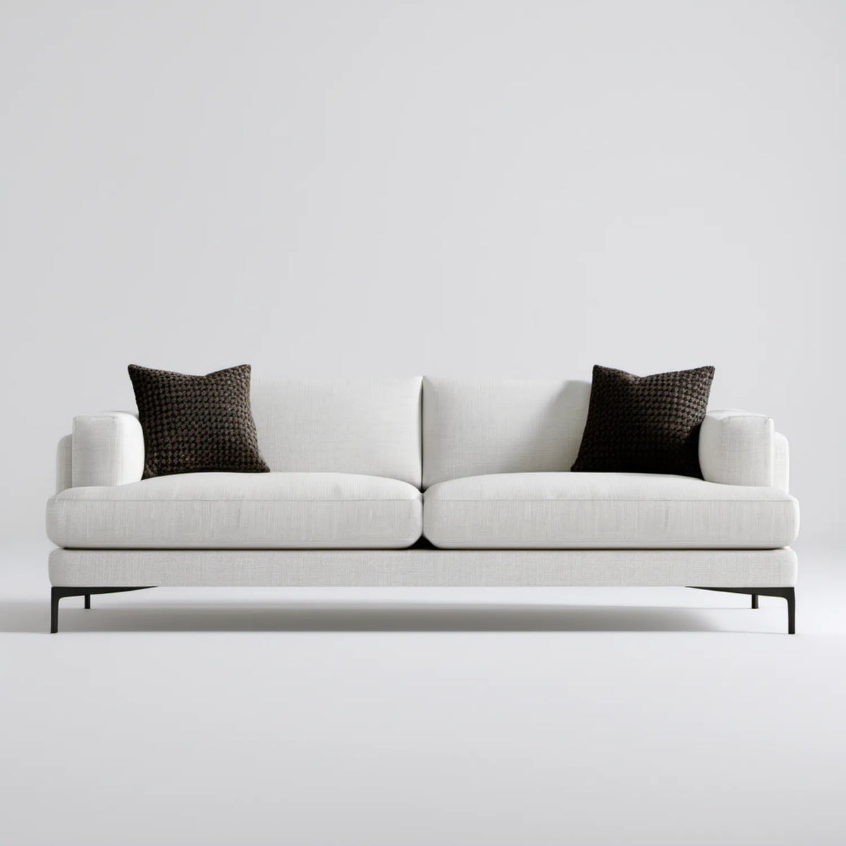 Trzyosobowa sofa z tkaniny poliestrowej Ecru/Czarna, 220 x 95 x 85 cm