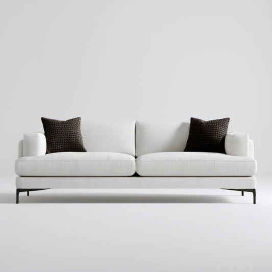 Trzyosobowa sofa z tkaniny poliestrowej Ecru/Czarna, 220 x 95 x 85 cm