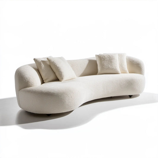 Kremowa sofa trzyosobowa bouclé 230 x 95 x 73 cm