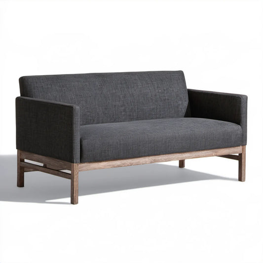Dwuosobowa sofa tapicerowana grafitowa z drewnianą ramą 130 x 78 x 80 cm