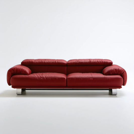 Trzyosobowa sofa z tapicerką z PU, bordowa, 230 x 95 x 85 cm
