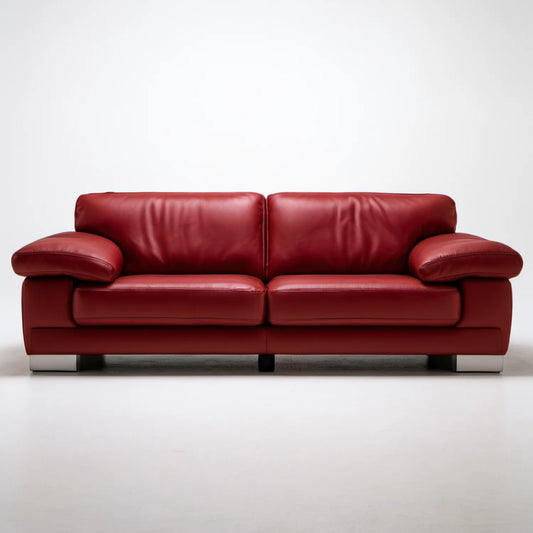 Dwuosobowa sofa z ekoskóry PU bordowa 220 × 95 × 90 cm