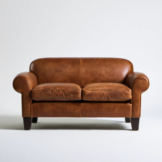 Dwuosobowa sofa ze skóry syntetycznej PU, koniakowobrązowa, 160 x 90 x 88 cm